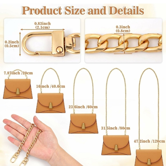 5PCS Crossbody Chain Strap, Gold Belt Chain, Chain Replacement Accessories - Picture 2 of 6